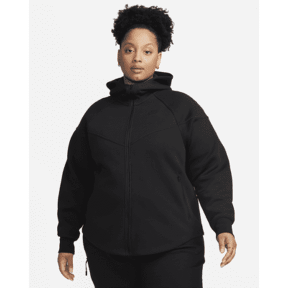 Nike Sportswear Tech Fleece Windrunner Women's Full-Zip Hoodie (Plus Size) Color: Black/Black Size: 2X