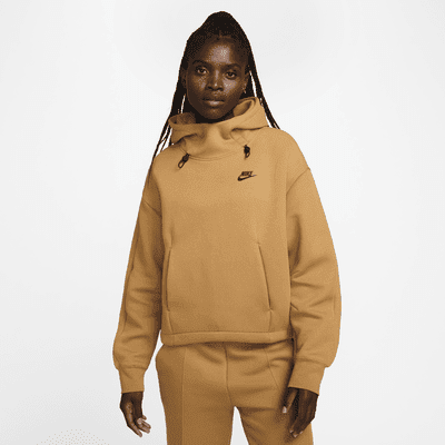 Nike Sportswear Tech Fleece Women's Oversized Hoodie Color: Flax/Black Size: XS (0–2)