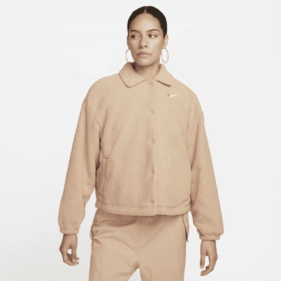 Nike Sportswear Women's Collared High-Pile Fleece Jacket Color: Hemp/Sanddrift Size: M
