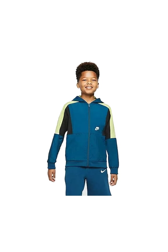 Sportswear Woven Colorblock Full-Zip Boys Jackets Size L, Color: Navy/Mint