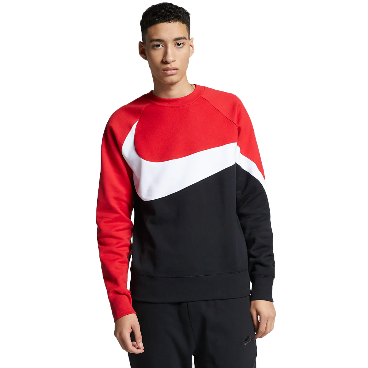 Nike Sportwear HBR Swoosh Crew Men s Sweatshirt Red Black White bq6461 657 Walmart