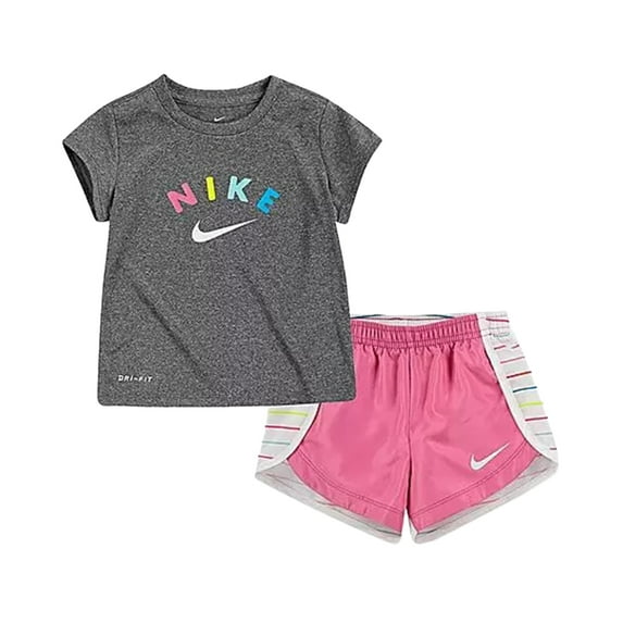 Nike Sprinter Allover Print Baby Girls Active Shirts & Tees Size 2T, Color: Grey/Pink