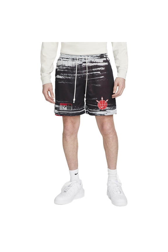 Standard Issue Men's Mesh Reversible Mid Thigh Length Basketball Shorts US, Alpha, Large, Regular, Regular, Black/University Red, Loose Fit