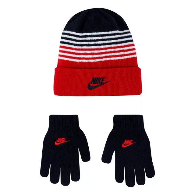 Nike Striped Beanie Gloves Set (Big Kids)