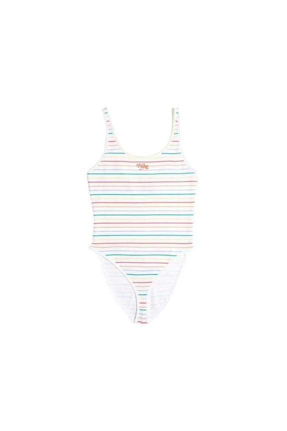 Striped Bodysuit Womens Active Shirts & Tees Size L, Color: White/Multi