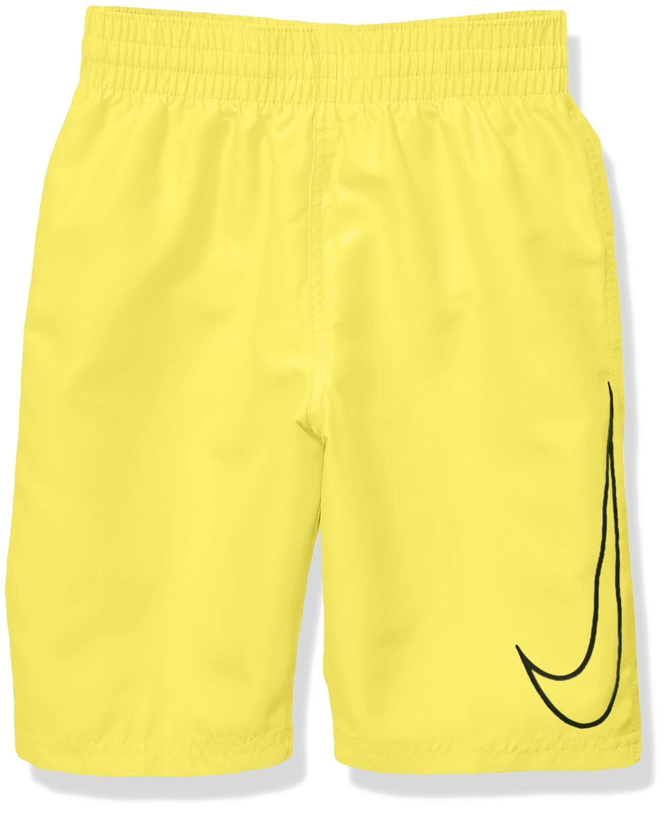 Nike Swim Boys' Big Swoosh Solid Lap Volley Short Swim Trunk, Lemon Venom Obsidian, Medium