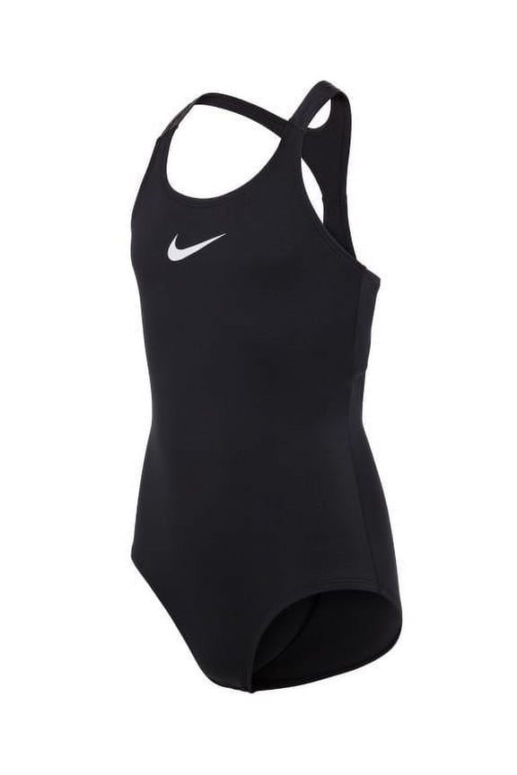 Girls One Piece Racerback Swimsuit MD (10-12 Big Kids), Black