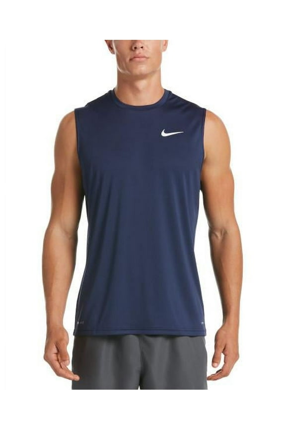 Swim Men's Essential Sleeveless Hydroguard Rash Guard Midnight Navy Large / Navy Blue
