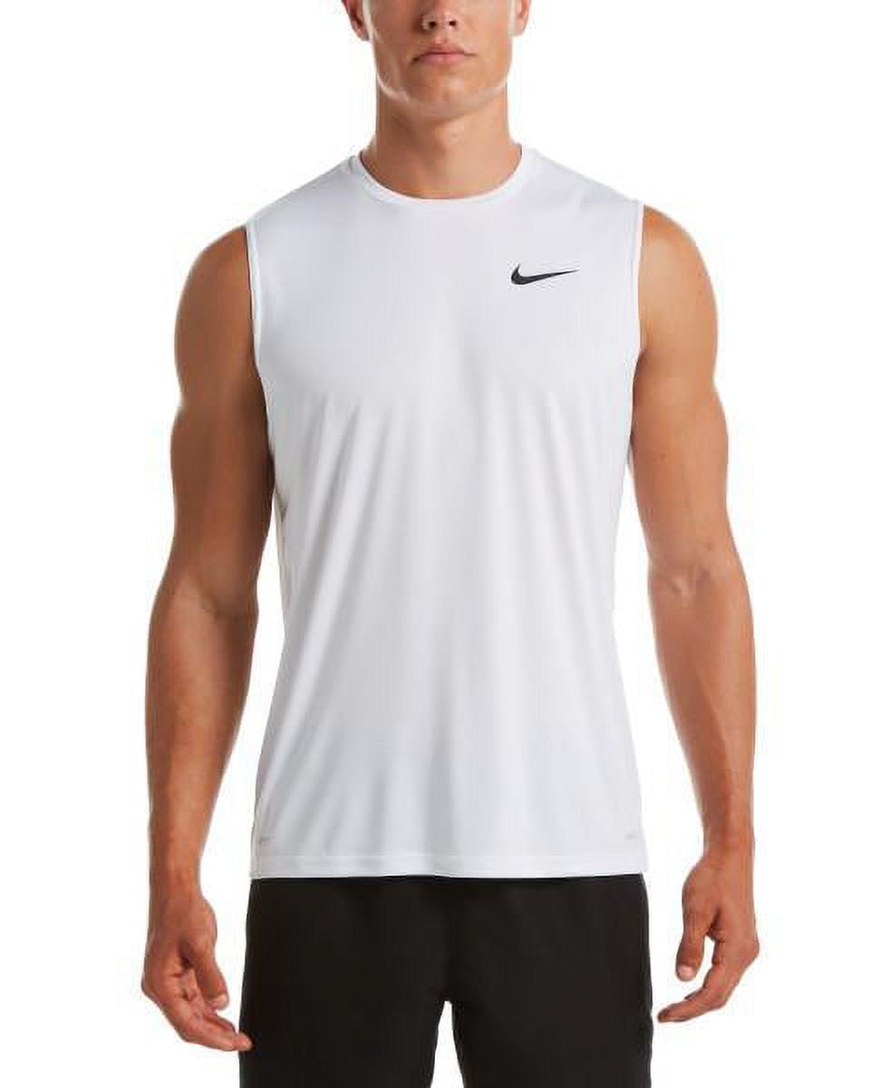Nike Swim Men's Essential Sleeveless Hydroguard Rash Guard White Medium