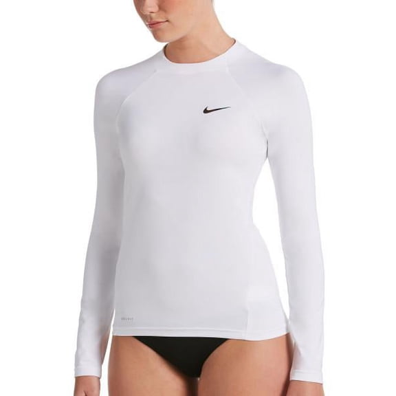 Nike Swim Women's Essential Long Sleeve Hydro Rash Guard White Medium / White