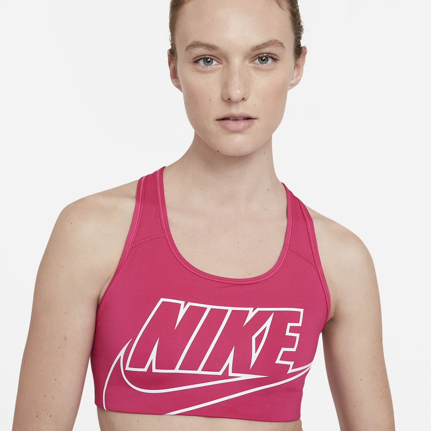 Top Nike Med Futura Bra Média Sustentação - Off white+Rosa