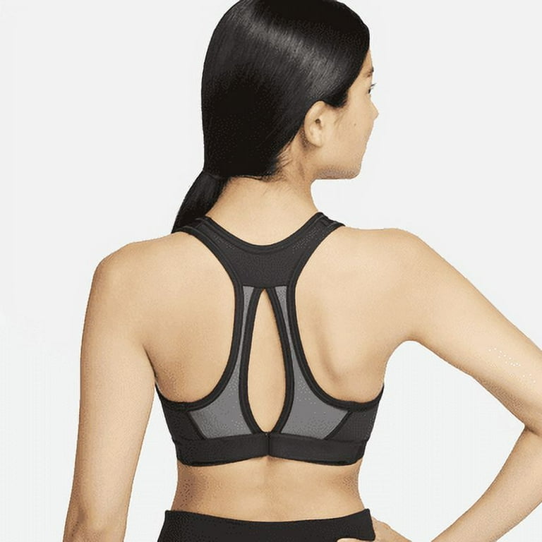 Nike Swoosh High Support Women s Non Padded Adjustable Sports Bra Color Black Iron Grey White Size S F G Walmart
