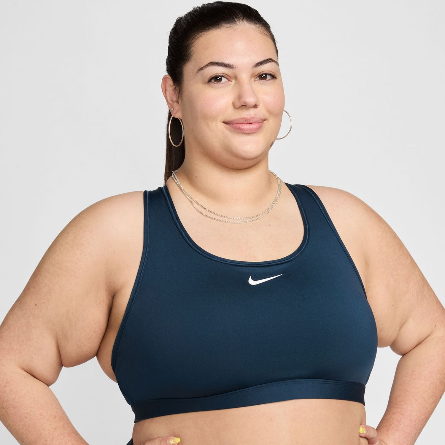 Nike Swoosh Medium Support Women s Padded Sports Bra Plus Size Color Armory Navy White Size 2X Walmart
