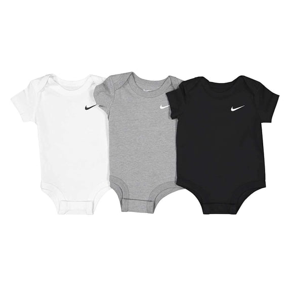 Nike Swoosh Three-Piece Infant Baby Bodysuit Set (12 Months, Black(56F096-023)/Grey/White)�