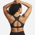 thumbnail image 1 of Nike Swoosh Women's High-Support Non-Padded Adjustable Sports Bra Color: Black/Black/Dark Smoke Grey/White Size: XS (D-E), 1 of 1