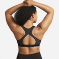 thumbnail image 1 of Nike Swoosh Women's High-Support Non-Padded Adjustable Sports Bra Color: Black/Black/Dark Smoke Grey/White Size: XS (F-G), 1 of 1