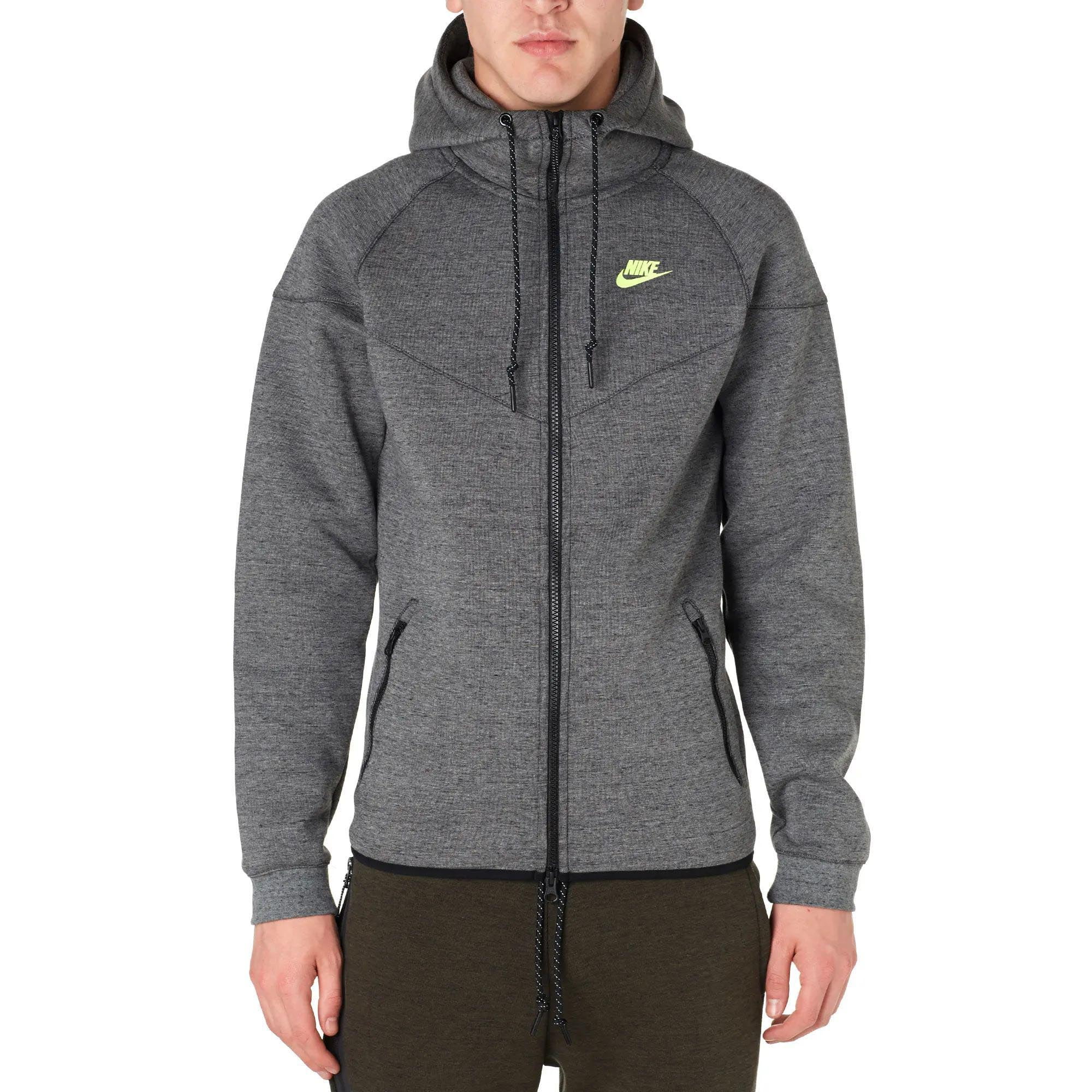 Nike Tech Fleece Windrunner Men's Full Zip Hoodie Tumbled Grey-Volt  545277-037 