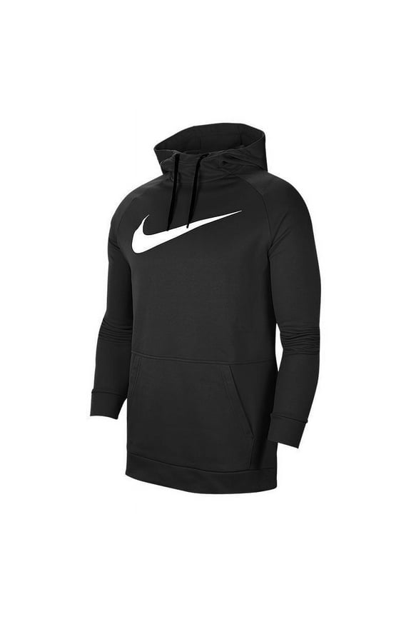 Therma Dri-fit CU6238-010 Men's Black White Logo Pullover Hoodie NCL559 (Regular,L)
