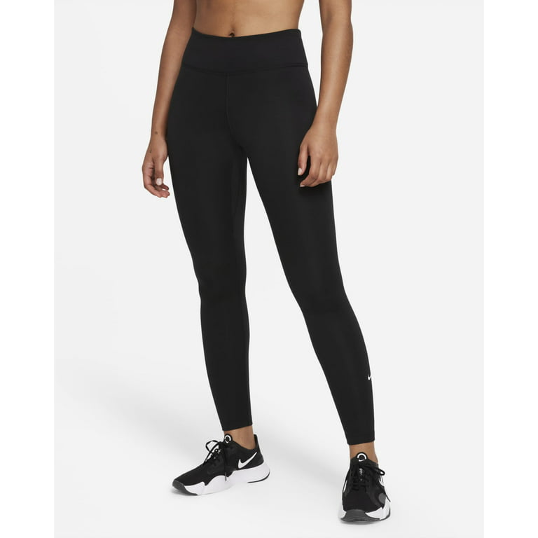 Nike Therma-FIT One Women's Mid-Rise Leggings, Black/White, L 