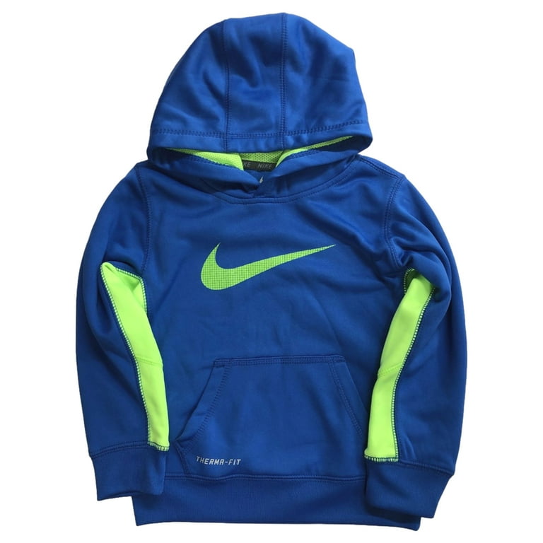 Nike Therma Fit Boys Blue & Green Hoodie Sweatshirt Dri-Fit Jacket