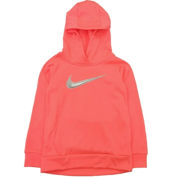 Nike Therma Girls Coral Peach Swoosh Hoodie Sweatshirt Jacket Dri-fit L (6X)