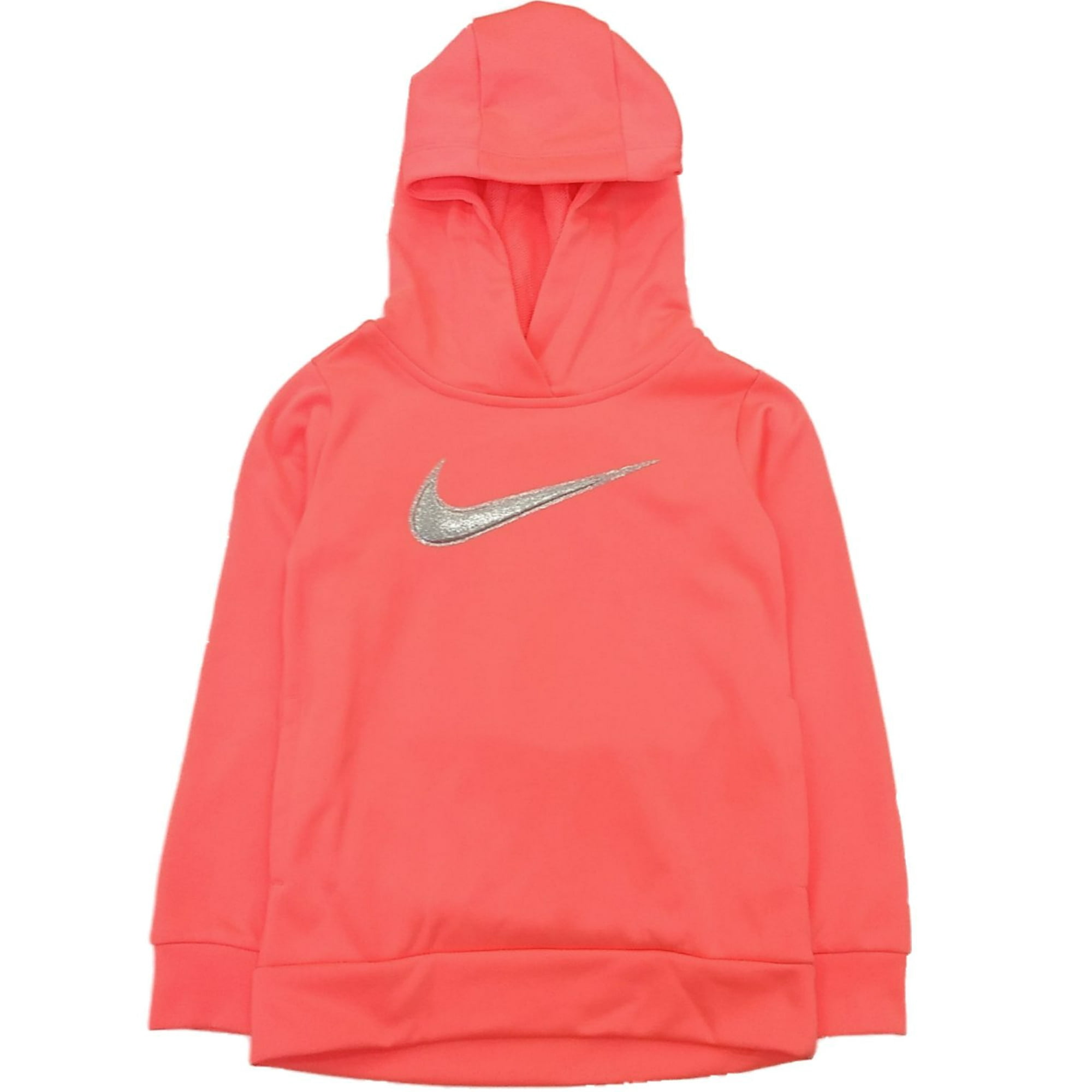 Nike Therma Girls Coral Peach Swoosh Hoodie Sweatshirt Jacket Dri-fit XS  (4) 