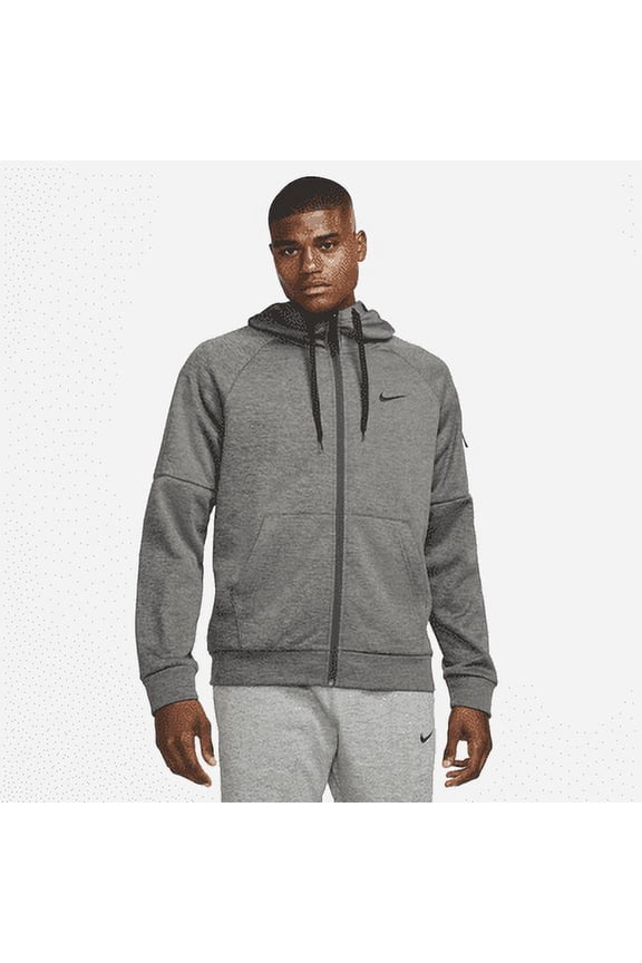 Therma Men's Therma-FIT Full-Zip Fitness Top Color: Charcoal Heather/Dark Smoke Grey/Black Size: 2XL