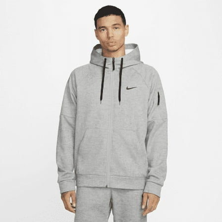 Nike Therma Men's Therma-FIT Full-Zip Fitness Top Color: Dark Grey Heather/Particle Grey/Black Size: S