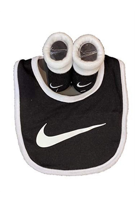 Toddler Cozy Soft Knit Feeding Baby Bib with Booties, Black, 2 Piece