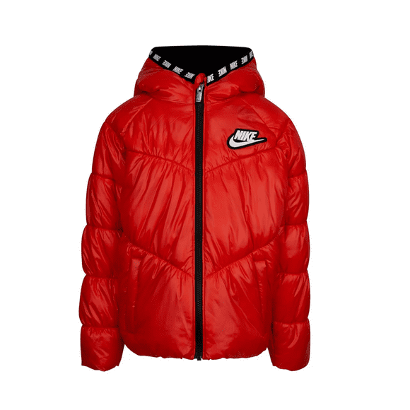Toddler Girls Chevron Cinched Puffer Jacket 4T RED