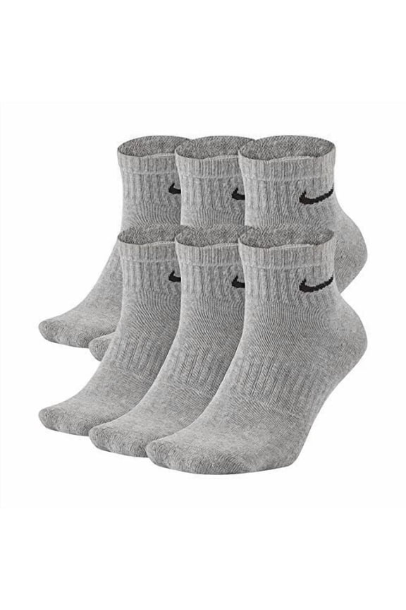 Unisex 6PK Everyday Cushion Ankle Training Socks Gray/Black L SX7669-063