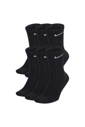 Unisex Everyday Cotton Cushioned Crew Training Socks with DRI-FIT Technology, Large Black (Pack of 6 Pairs)