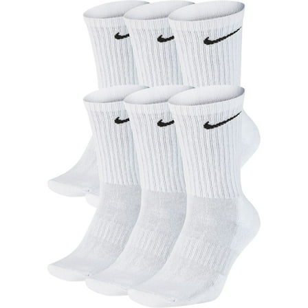 Nike Unisex Everyday Cotton Cushioned Crew Training Socks with DRI-FIT Technology (Pack of 6 Pairs), White, X-Large (Men 12-15)
