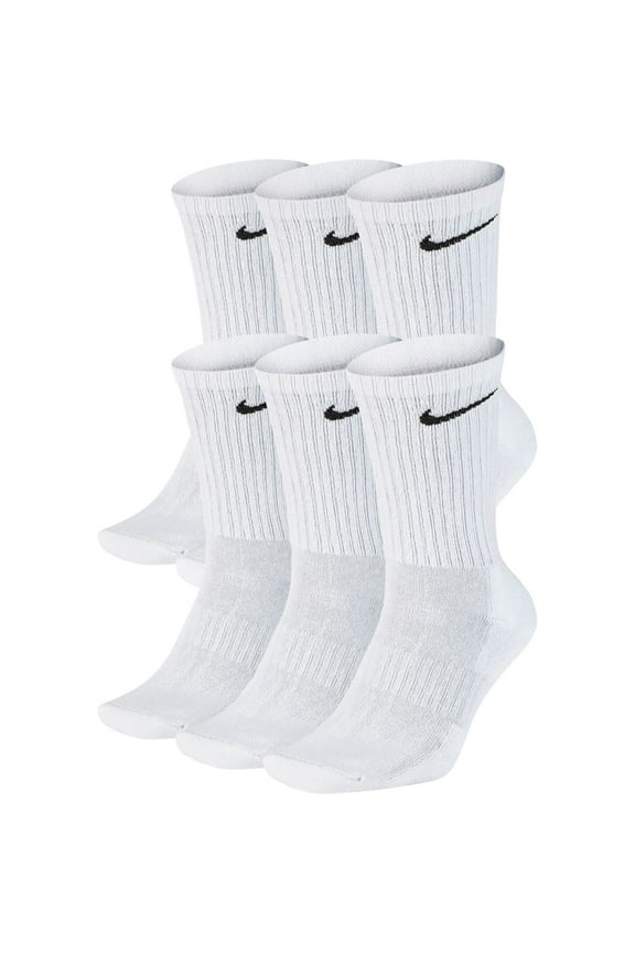 Unisex Everyday Cotton Cushioned Crew Training Socks with DRI-FIT Technology (Pack of 6 Pairs), White, X-Large (Men 12-15)