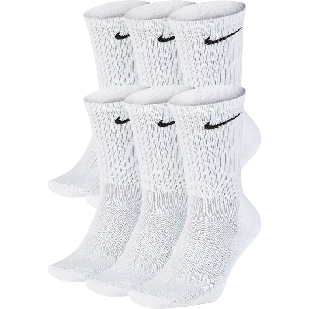 Nike Unisex Everyday Sweat-Wicking Athletic Socks, White (6 Pack)