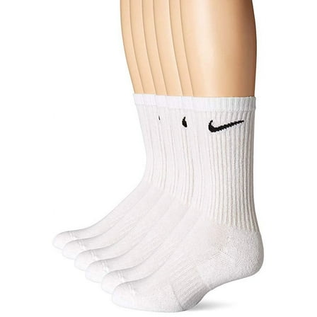 Nike Unisex Everyday Cotton Cushioned Crew Training Socks with DRI-FIT Technology, White (6 Pairs)