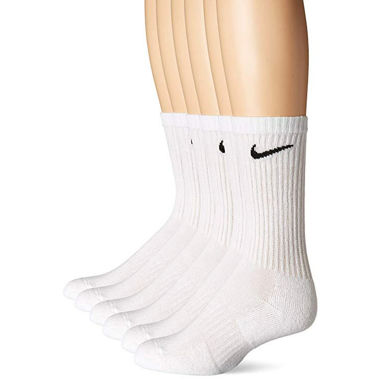 hoofdkussen Beneden afronden merk op Nike Unisex Everyday Cotton Cushioned Crew Training Socks with DRI-FIT  Technology, White (6 Pairs) - Walmart.com