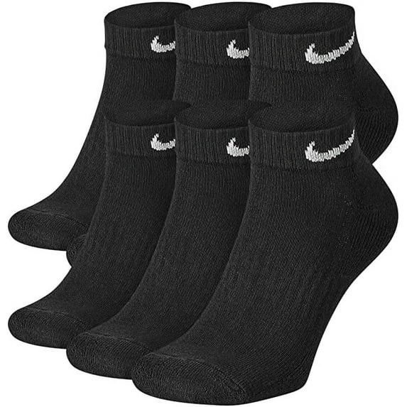 Nike Unisex Everyday Cotton Cushioned Low Rise Training Socks with DRI-FIT Technology, Black, Large ( Pack of 6 Pair)
