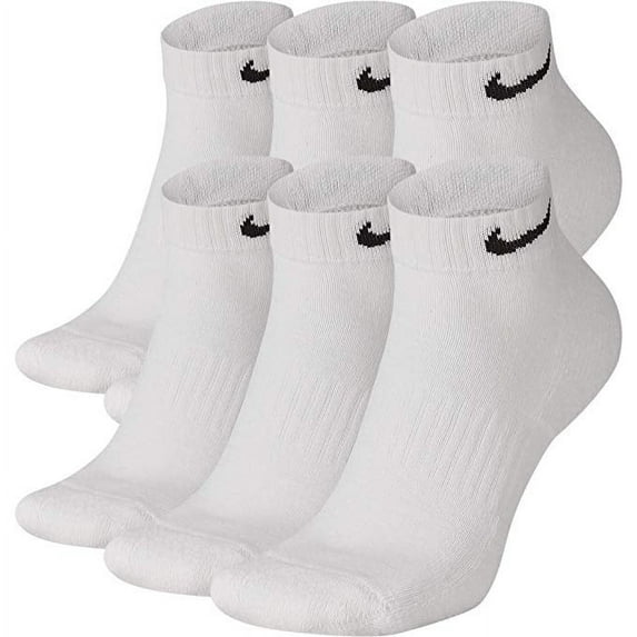 Nike Unisex Everyday Cotton Cushioned Low Rise Training Socks with DRI-FIT Technology, White, Large ( Pack of 6 Pair)