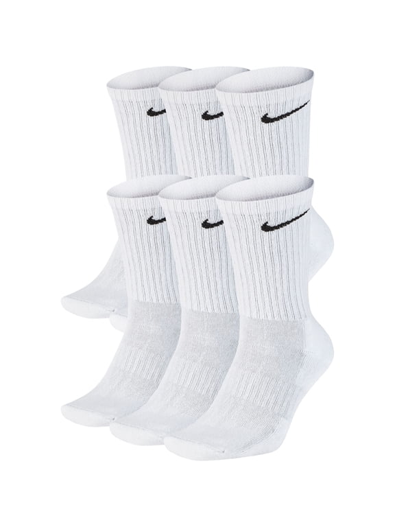 Unisex Everyday Sweat-Wicking Athletic Socks, White (6 Pack)
