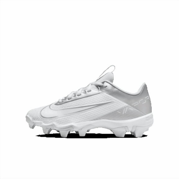 Nike Vapor Edge Shark 2 Little/Big Kids' Football Cleats Color: White/White/Pure Platinum/Metallic Silver Size: 1.5Y