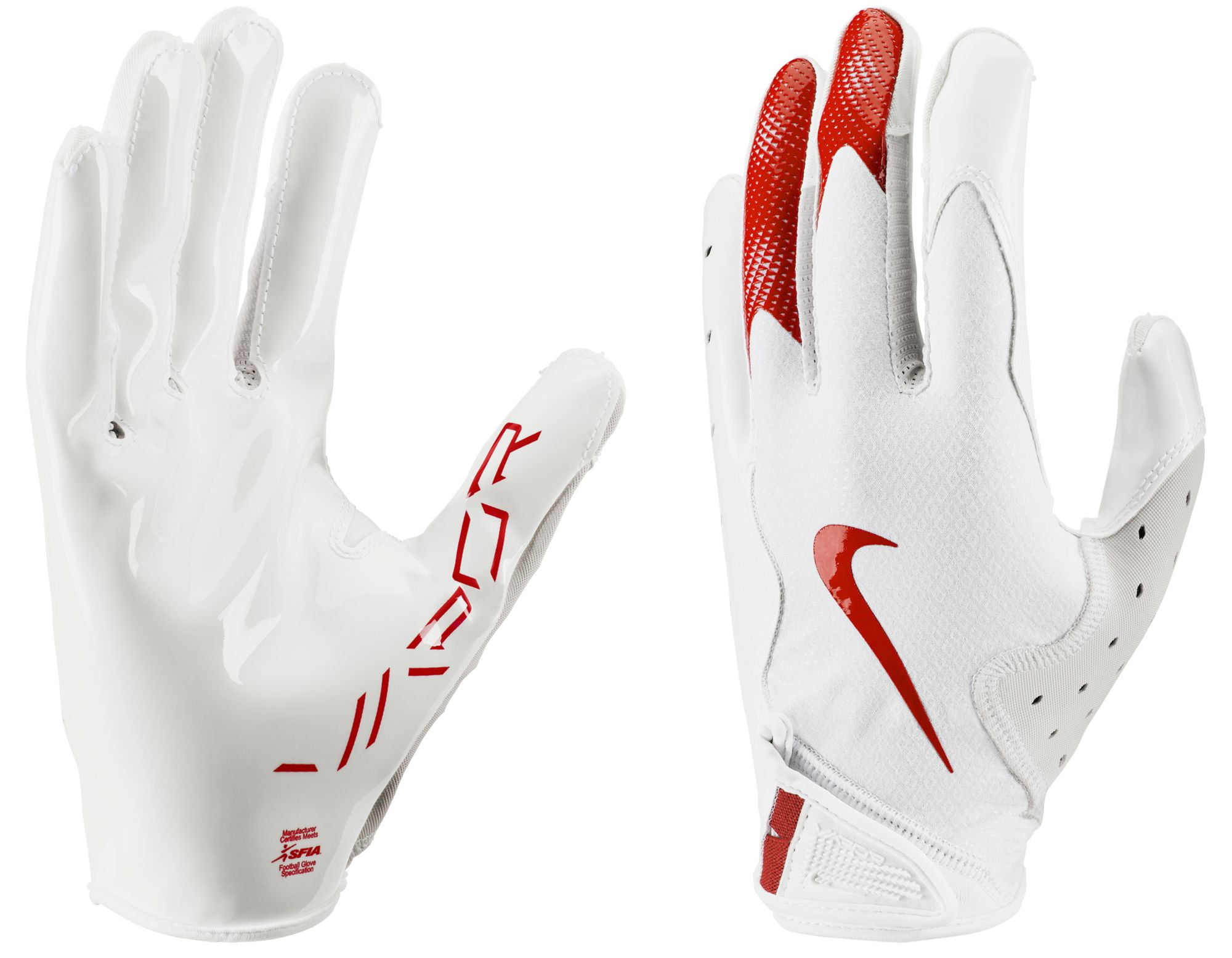 Nike Vapor Jet 8.0 Adult Football Gloves White White Red X