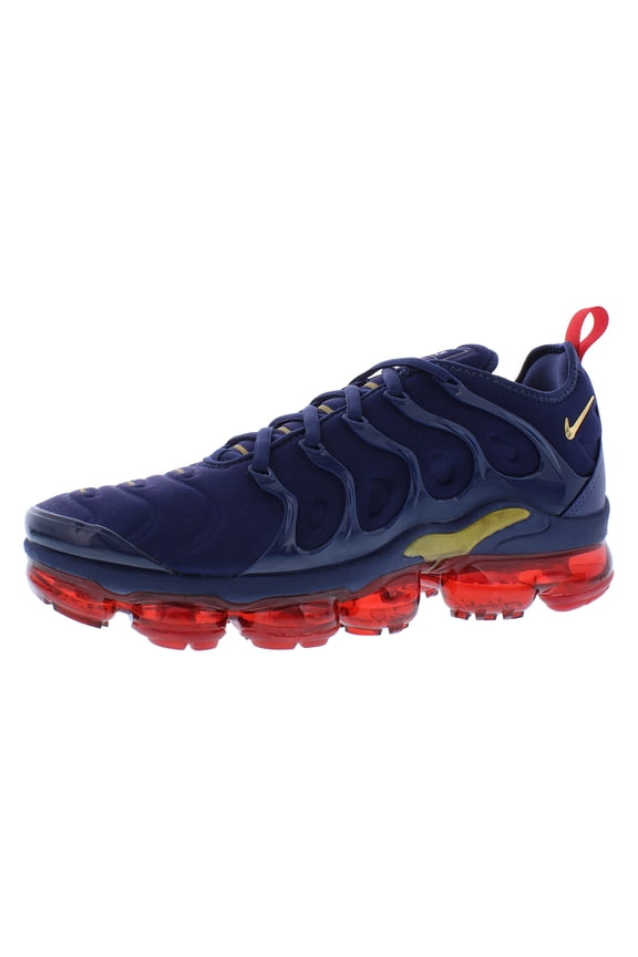 Air VaporMax Plus Mens Shoes Size 10, Color: Midnight Navy/Metallic Gold/Black/University Red