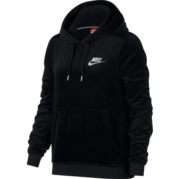 Nike Velour Women's Pullover Fashion Casual Hoodie Black/White aa3138-010