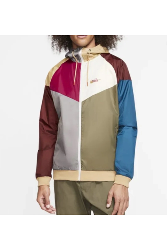 Vintage Windrunner Jacket Multicolor Nylon Glanz White Blue Yellow Small