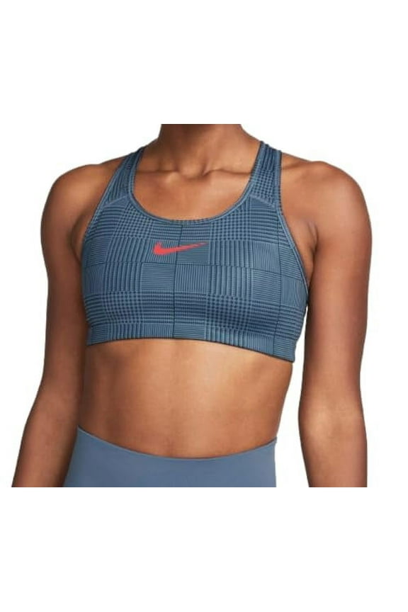 Women' Plus Size Swoosh Medium-Support Removable Padded Printed Sports Bra 2X Blue/Black FJ1823-491
