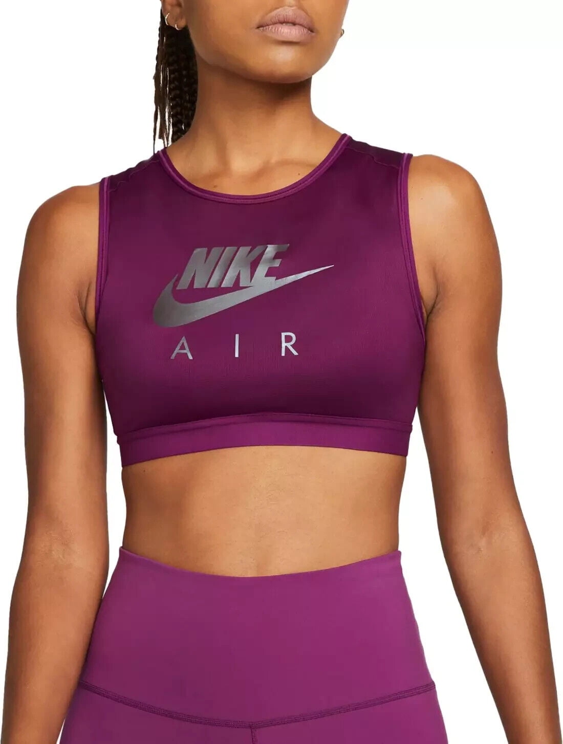Nike Women s Air Dri FIT Swoosh Sports Bra Sangria Purple X Small Walmart