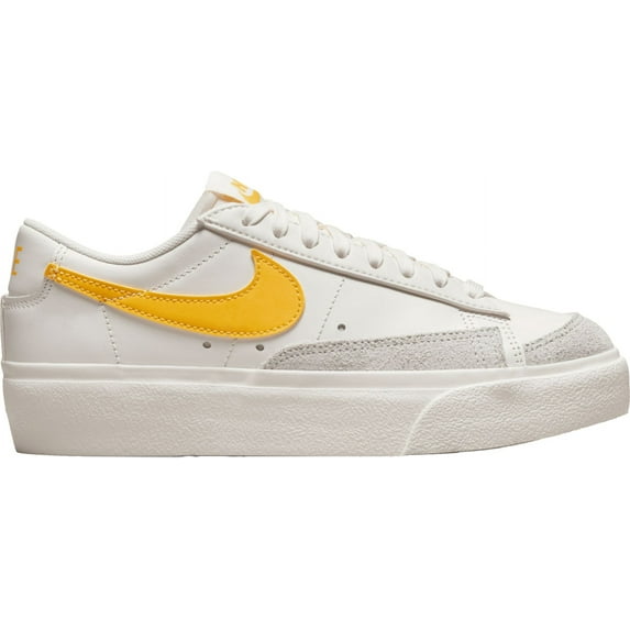 Nike Women's Blazer Low Platform Shoes (White/Yellow, 8.5, Medium/B)