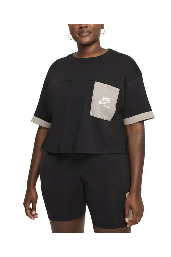 Women's Cotton Pocket T-Shirt Black Size 1X