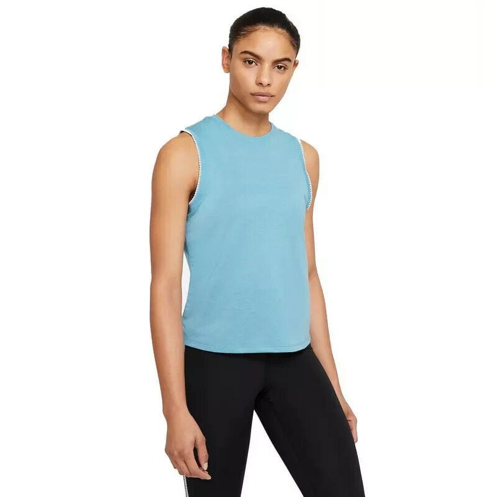 Nike Women's Crochet-Trimmed Yoga Tank Top Blue Size XS MSRP $40